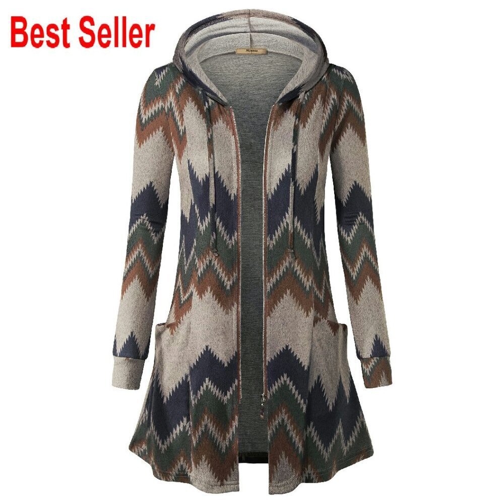 Lightweight Zip Up Hoodie Tunic Cardigan Oversized Chic Layering Piece
